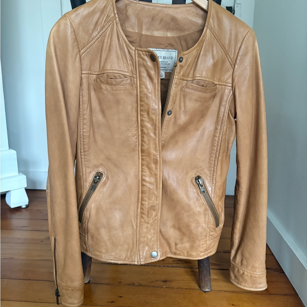 Lucky Brand camel leather jacket